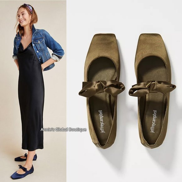 Anthropologie Shoes - NIB NWT ANTHROPOLOGIE Jeffrey Campbell Bow Embellished Square-Toe Flats.…